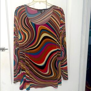 C.C Multicolor Swirl Long Sleeve Top